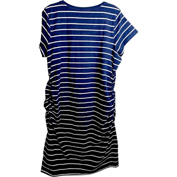 NEW Old Navy Maternity Bodycon Dress XXL Blue Striped Short Sleeve Ruched Summer - Picture 8 of 8